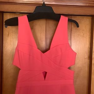 BCBG coral cut out dress